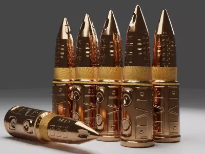 Bullets gold Low-poly 3D model