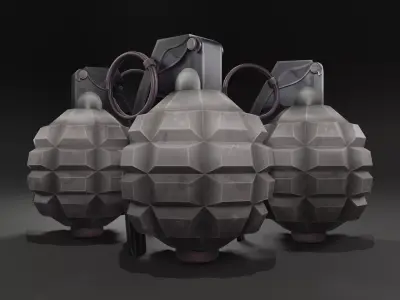 White grenade Low-poly 3D model