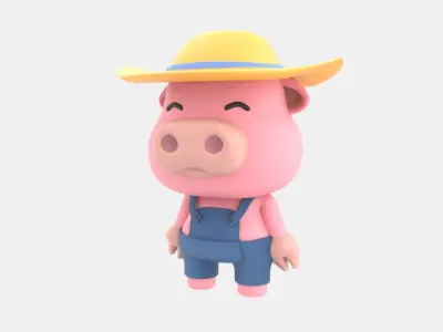 Cute Pig 3D Illustration 3D model buy