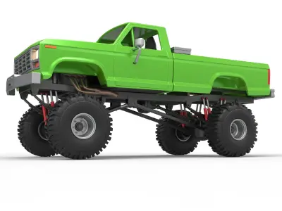 Wheel Standing Mega Truck Scale 1 to 25 3D print model