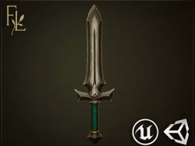 Dark Silver Sword - Game Ready Weapon Low-poly 3D model