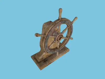 Pirate Ship Wheel 03 - Destroyed Rust - Helm Interior Parts Low-poly 3D model