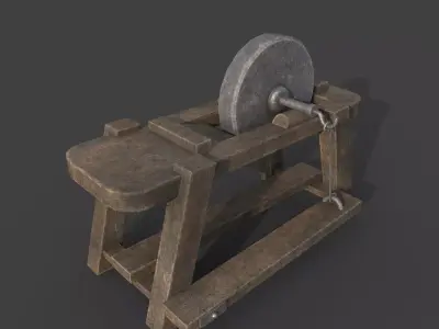 MEDIEVAL GRINDSTONE Low-poly 3D model