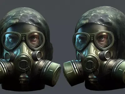 helmet Gas mask 3d model military combat Low-poly  Low-poly 3D model