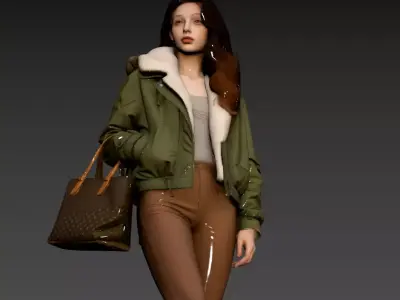 55- Office Worker Wearing Military Jacket and Bag 3D model