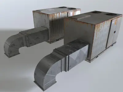 Rusty Rooftop AC hvac unit Low-poly 3D model
