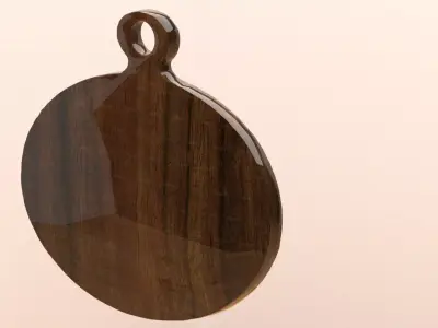 Round Wooden Cutting Board Free 3D model