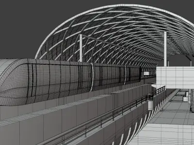 Elevated monorail station II 3D model