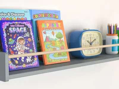  Kids Bookshelf 3D Model 