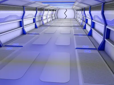 sci-fi game corridor  Low-poly 3D model