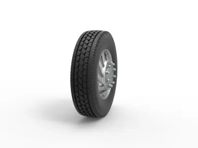 Front custom wheel of semi truck Version 24 Scale 1 to 25 3D print model