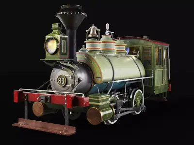 Vintage Steam Locomotive Realistic Game Ready 3D Model PBR Low-poly 3D model