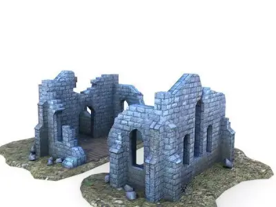 Medieval Building 49 Ruined Church Low-poly 3D model