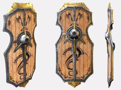 War shield Low-poly 3D model purchase