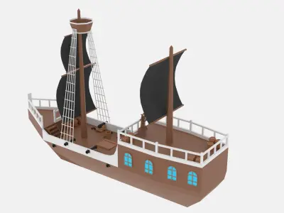 Cartoon Pirate Ship Low-poly 3D model purchase
