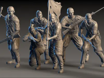  9 World War Two 3D figures printing 3D print model