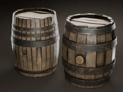 Wooden  barrel Low-poly 3D model