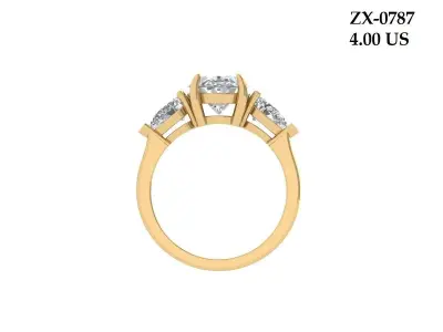 Ovel 3 Stone Ring 3D print model
