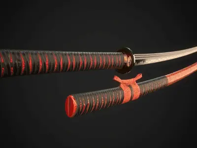 Set of japanese swords 03 3D Model Collection