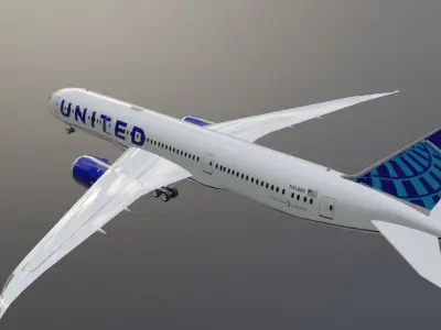 United Boeing 787-9 dreamliner  low poly Low-poly 3D model