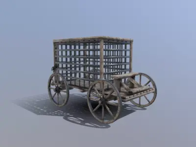 Medieval Prison Cart Prop Low-poly 3D model
