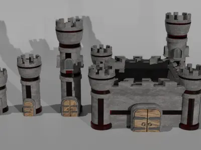 tower defance game ready low poly tower pack  Low-poly 3D model