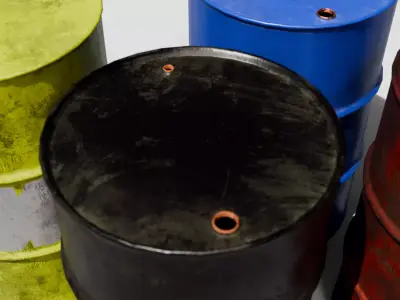 Oil drum set Low-poly 3D model