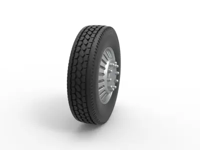 Front custom wheel of semi truck Version 12 Scale 1 to 25 3D print model