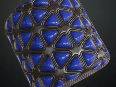 Blue Padded Triangular Sci-Fi Wall Panel PBR Seamless Texture