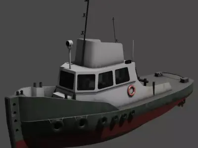 River tugboat 3D model Low-poly 3D model