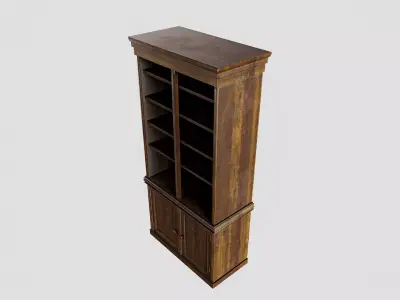 Vintage Oak Library Bookcase  Low-poly 3D model