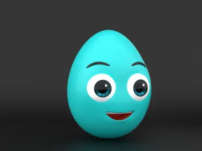 Cartoon Egg Character 3D Model Low-poly 3D model