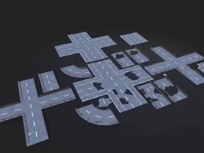 Old road Low-poly 3D model