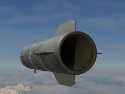 Rocket missile flying in sky Low-poly 3D model