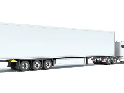 Semi Truck with Refrigerator Trailer 3D model