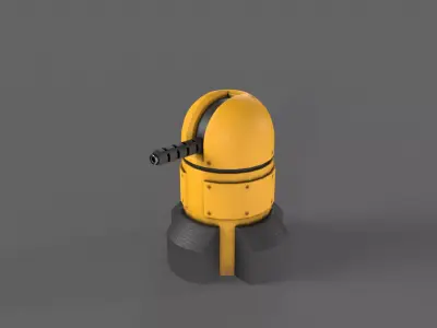 PBR Turret Gun 06 Yellow Low-poly 3D model