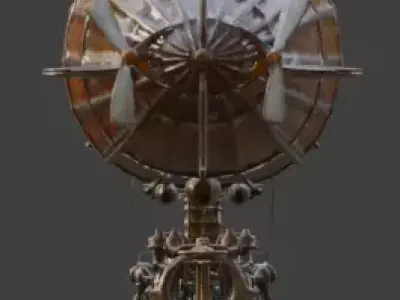 Stylized 3D Steampunk Command Airship Low-poly 3D model