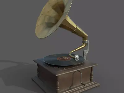 PBR Gramophone Low-poly 3D model