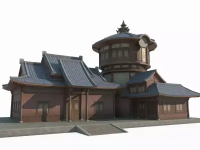 East Asian Ancient Architecture Antique Shop 3D model