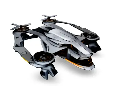 Futuristic SciFi Drone Quadcopter Low-poly 3D model