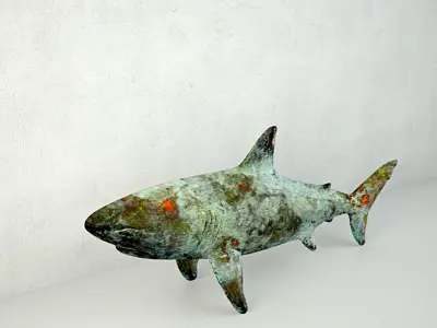 Shark Sculpture in Bronze Finish 3D model