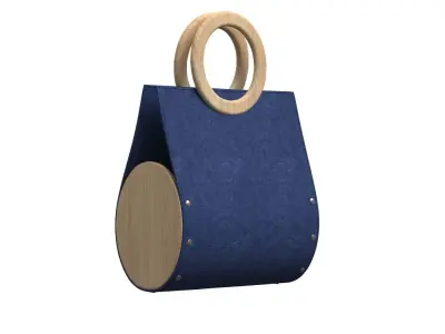 Navy Suede Ring Tote Bag 3D model