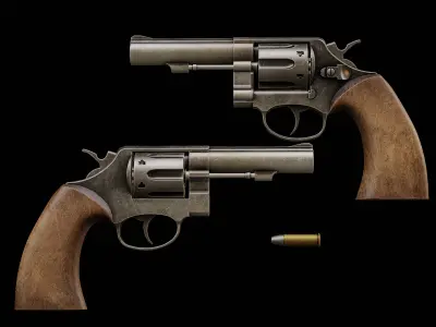 revolver  Low-poly 3D model buy