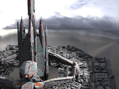 Space station pillars 3D model