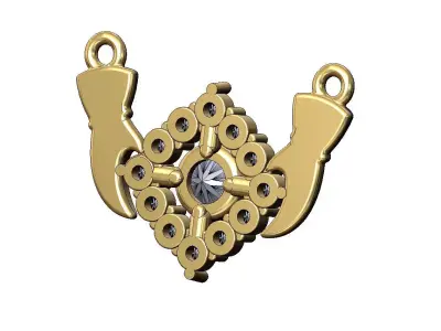Rhombus diamond cluster holding hands pendant 3D print model