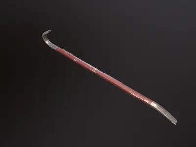 Crowbar Game Ready sword with wooden handle Low-poly 3D model
