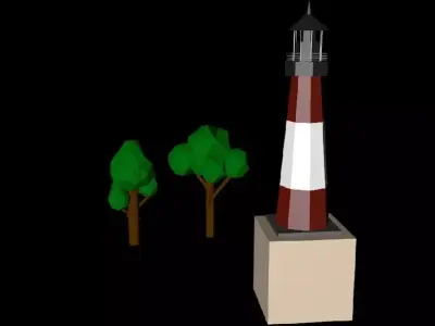 Lighthouse and trees Free 3D model