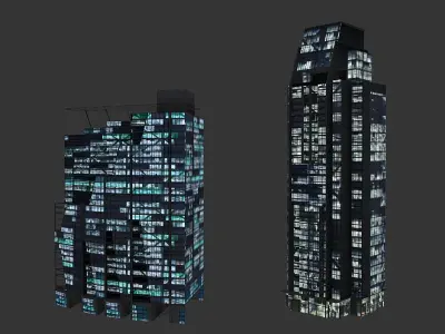 lowpoly buildings set1  Low-poly 3D model