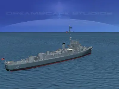 Destroyer Escort DE-57 USS Fog 3D model