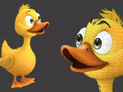 Cartoon Duck 3D Model Low-poly 3D model